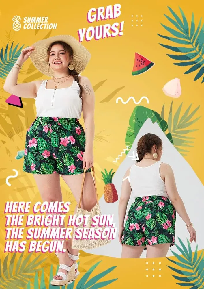 TIYOMI Plus Size Shorts for Women Drawstring Pants Elastic Waist Pocketed Summer Shorts XL-5XL
