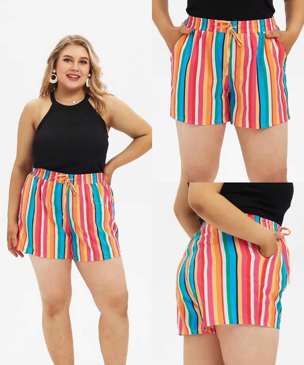 TIYOMI Plus Size Shorts for Women Drawstring Pants Elastic Waist Pocketed Summer Shorts XL-5XL