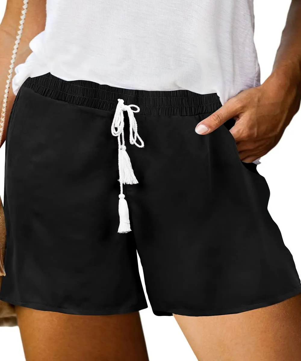 TIYOMI Plus Size Shorts for Women Drawstring Pants Elastic Waist Pocketed Summer Shorts XL-5XL