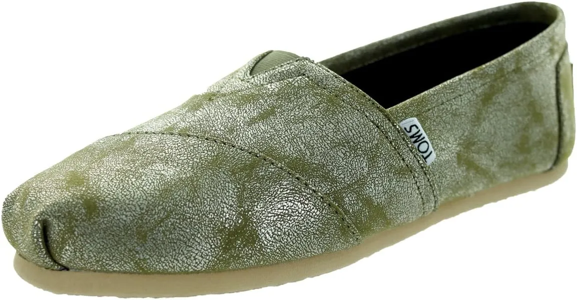 TOMS Womens Classic Slip-On Brass Metallic Synthetic Size 7 B(M) US
