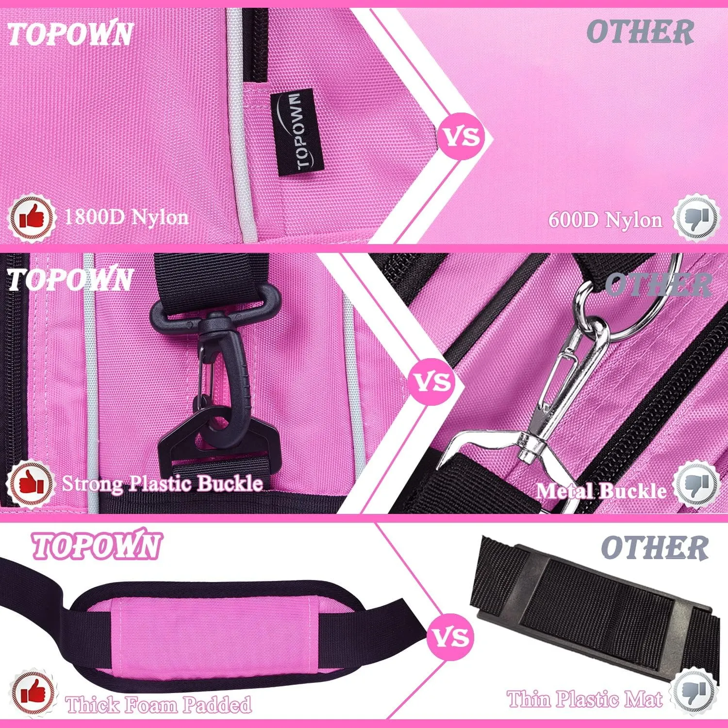 TOPOWN Premium Ice Skate Bag - Roller Skates & Blades Bag for Men & Women - Black & Rose Red