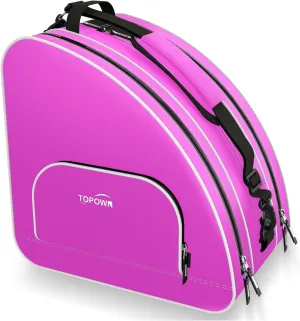 TOPOWN Premium Ice Skate Bag - Roller Skates & Blades Bag for Men & Women - Black & Rose Red
