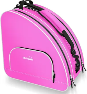 TOPOWN Premium Ice Skate Bag - Roller Skates & Blades Bag for Men & Women - Black & Rose Red