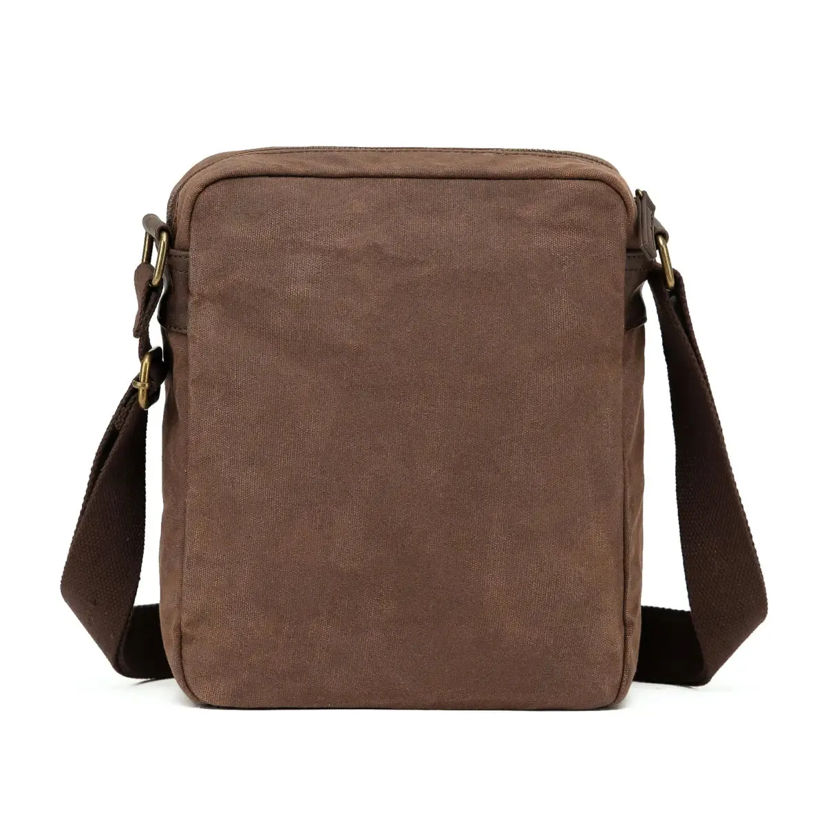 Tosca Waxed Canvas Crossbody Bag with Buckle - Brown