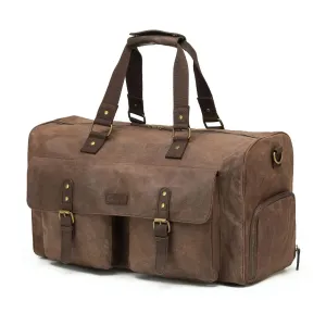 Tosca Waxed Canvas Duffle Bag with Pockets - Brown