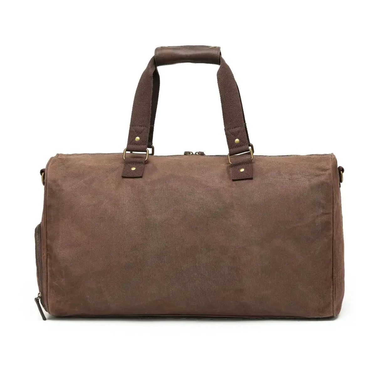 Tosca Waxed Canvas Duffle Bag with Pockets - Brown