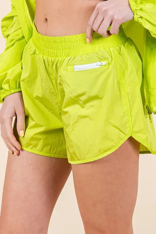 Travel-Ready Packable Shorts with Zipper Detail For Women – Breathable Lightweight Mini Pocket Quick-Dry Nylon Shorts for Outdoor Style