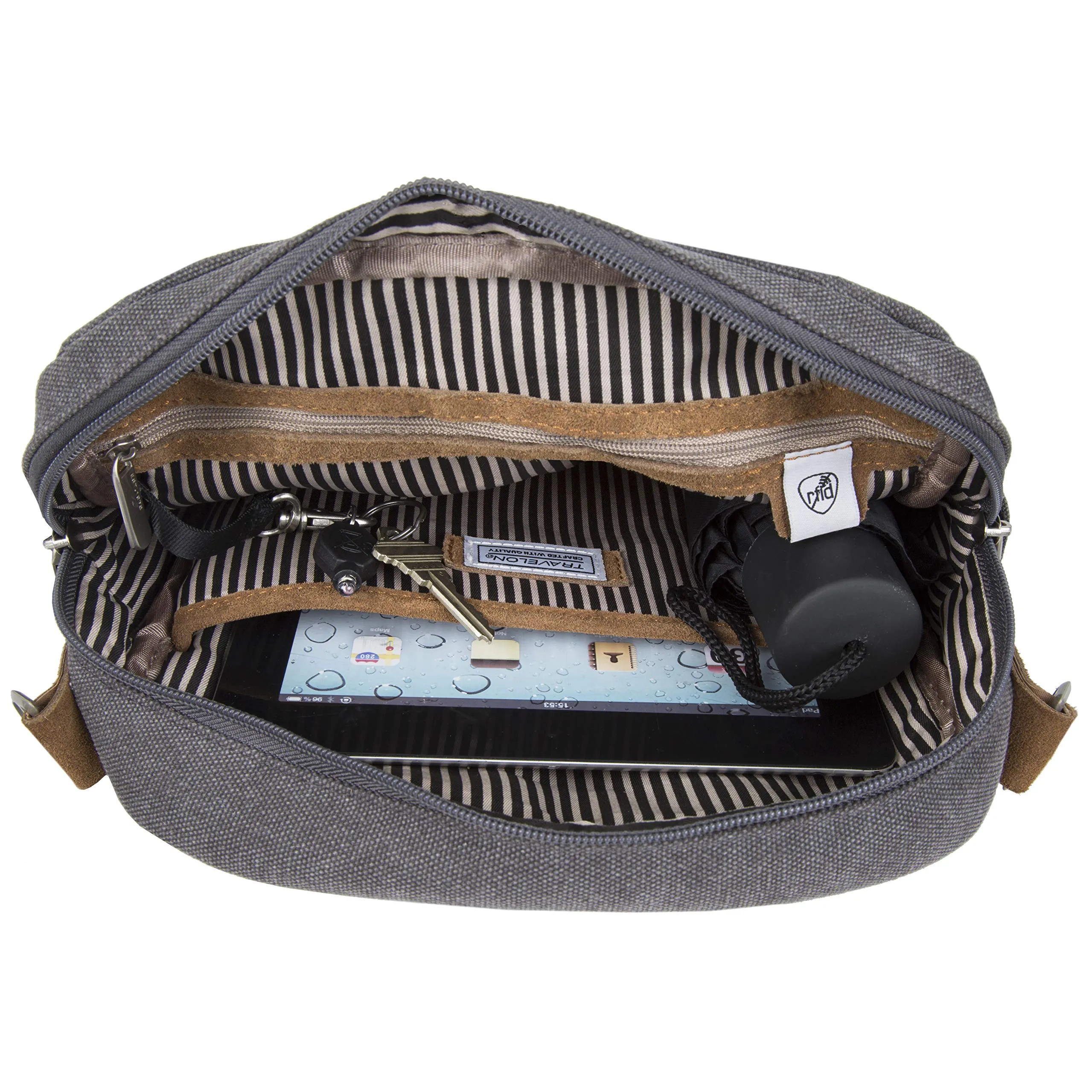 Travelon Anti-Theft Heritage Tour Bag, Pewter (Gray) - 33074 540