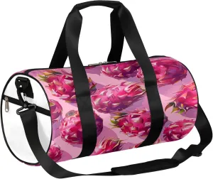 Tropical Fruits Dragon Fruit Sports Gym Bag for Men Women Lightweight Travel Duffle Bag with Shoulder Strap Waterproof Carry On Weekender Overnight Bag for Travel Sports Gym