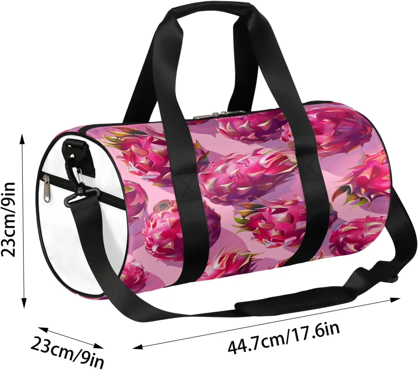 Tropical Fruits Dragon Fruit Sports Gym Bag for Men Women Lightweight Travel Duffle Bag with Shoulder Strap Waterproof Carry On Weekender Overnight Bag for Travel Sports Gym