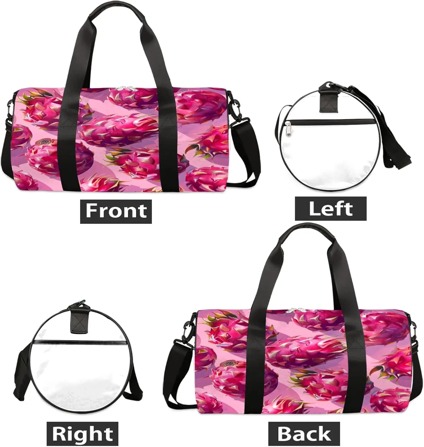Tropical Fruits Dragon Fruit Sports Gym Bag for Men Women Lightweight Travel Duffle Bag with Shoulder Strap Waterproof Carry On Weekender Overnight Bag for Travel Sports Gym