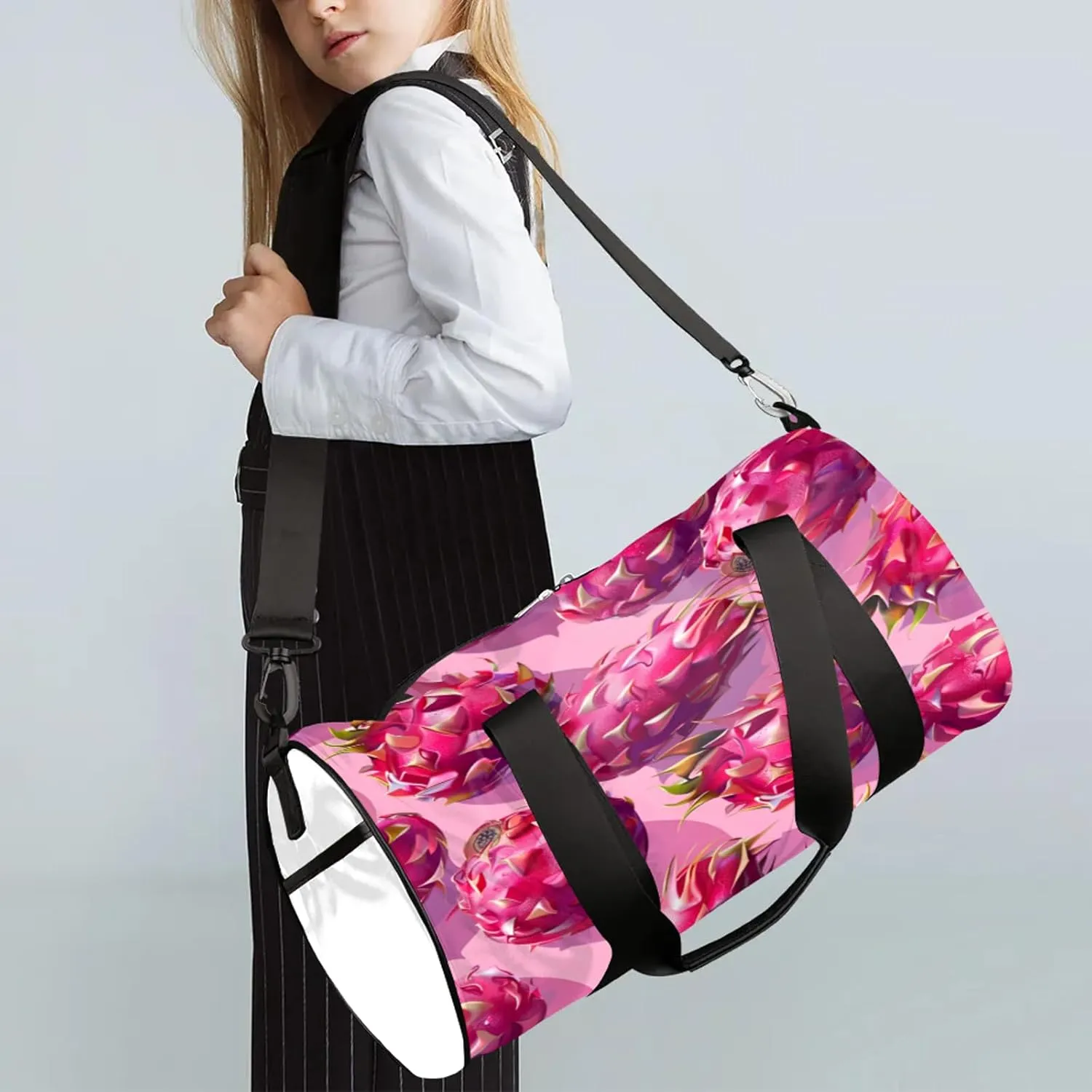 Tropical Fruits Dragon Fruit Sports Gym Bag for Men Women Lightweight Travel Duffle Bag with Shoulder Strap Waterproof Carry On Weekender Overnight Bag for Travel Sports Gym