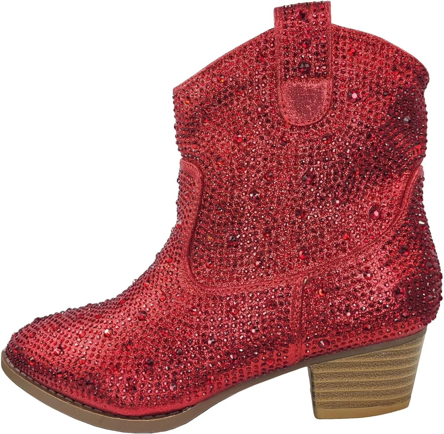 TruFox Girls Cowgirl Cowboy Rhinestone Boots Ankle Low Heel Dress Kids Booties