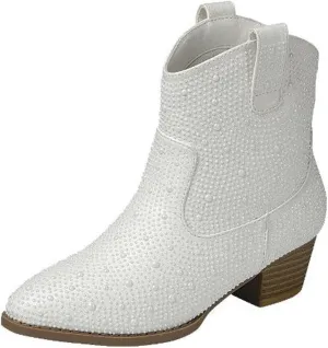 TruFox Girls Cowgirl Cowboy Rhinestone Boots Ankle Low Heel Dress Kids Booties