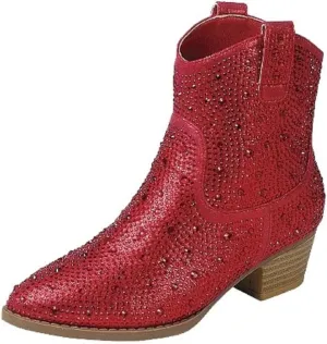 TruFox Girls Cowgirl Cowboy Rhinestone Boots Ankle Low Heel Dress Kids Booties