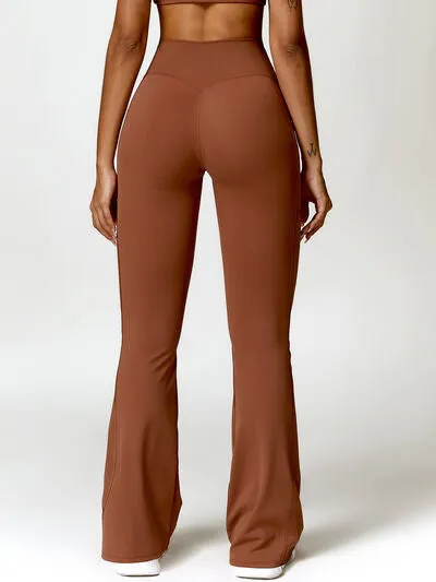 Twisted High Waist Bootcut Active Pants with Pockets