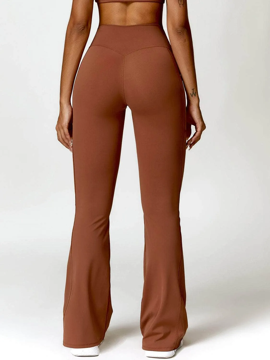 Twisted High Waist Bootcut Active Pants with Pockets