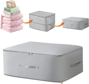 Ultra Space Saving Self Compression Organizer, 2025 Upgraded Space Saving Organizer, Premium Comforter Packaging Cube Bedding Storage Bag (Light Grey, Large 544230cm)