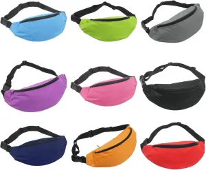 Unisex Fanny Pack for Women Men, Fashion Sporty Multi-purpose 2-Zipper Waist Belt Bag Fanny Pack Waist Bag Adjustable Strap for Sport Hiking Traveling Passport Wallet (9pcs Mixed Colors)