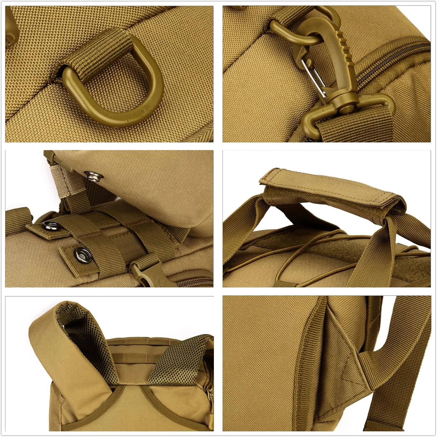 UNISTRENGH 3-Ways Tactical Military Nylon Men Holdall Weekend Travel Duffel Bag Backpack Messenger Shoulder Bags Rucksack Handbag (Coyote Brown)