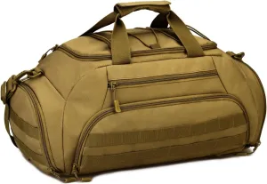 UNISTRENGH 3-Ways Tactical Military Nylon Men Holdall Weekend Travel Duffel Bag Backpack Messenger Shoulder Bags Rucksack Handbag (Coyote Brown)
