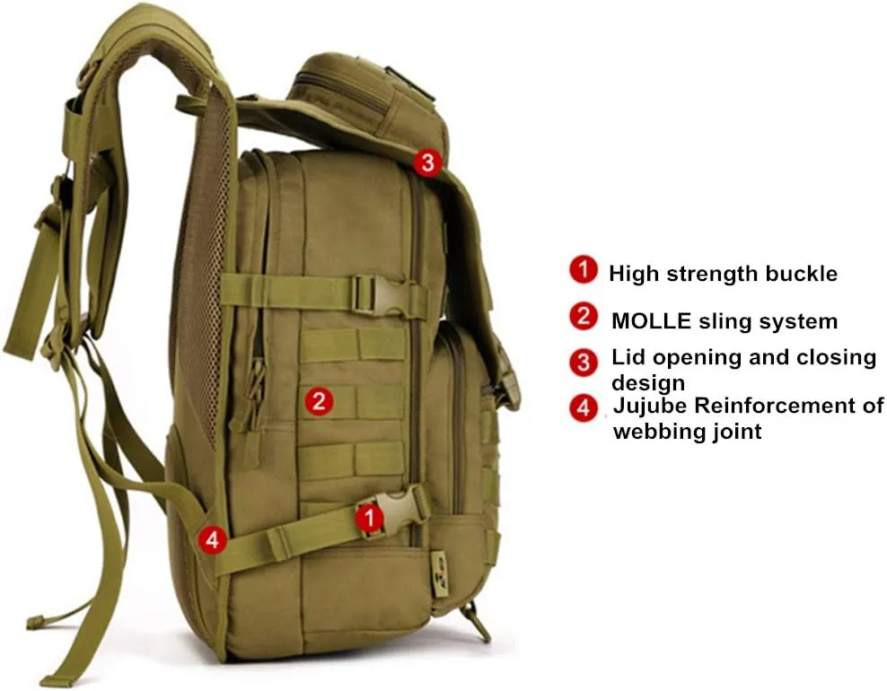 UNISTRENGH 40L Tactical Military Molle Backpack Water&Abrasion Resistant Trekking Bag for Outdoor Traveling Mountaineering Hunting (ACU Digtial)