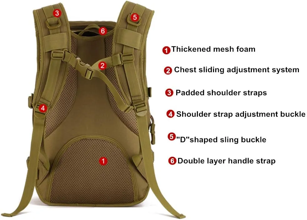 UNISTRENGH 40L Tactical Military Molle Backpack Water&Abrasion Resistant Trekking Bag for Outdoor Traveling Mountaineering Hunting (ACU Digtial)