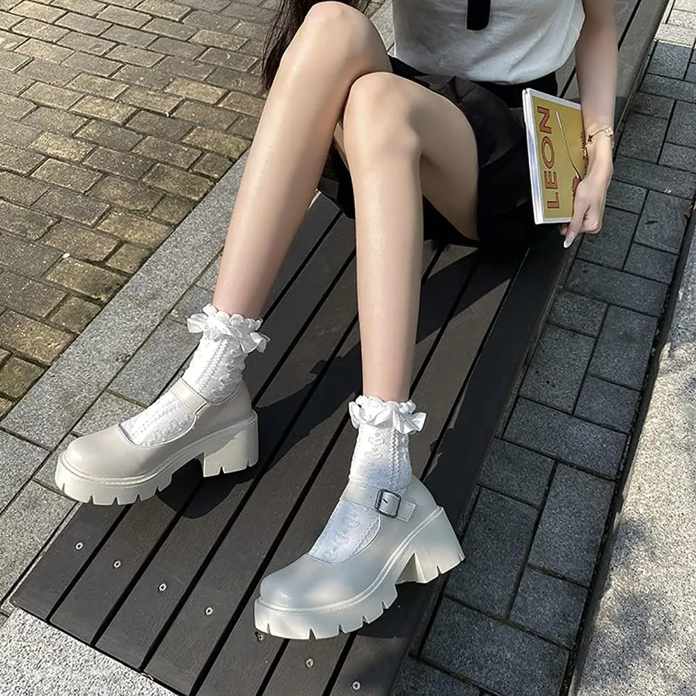 UOQAPRE Mary Jane Shoes for Women Gothic Shoes Womens Chunky Heel Oxford Dress Shoes School Uniform Pumps Shoes for Girl
