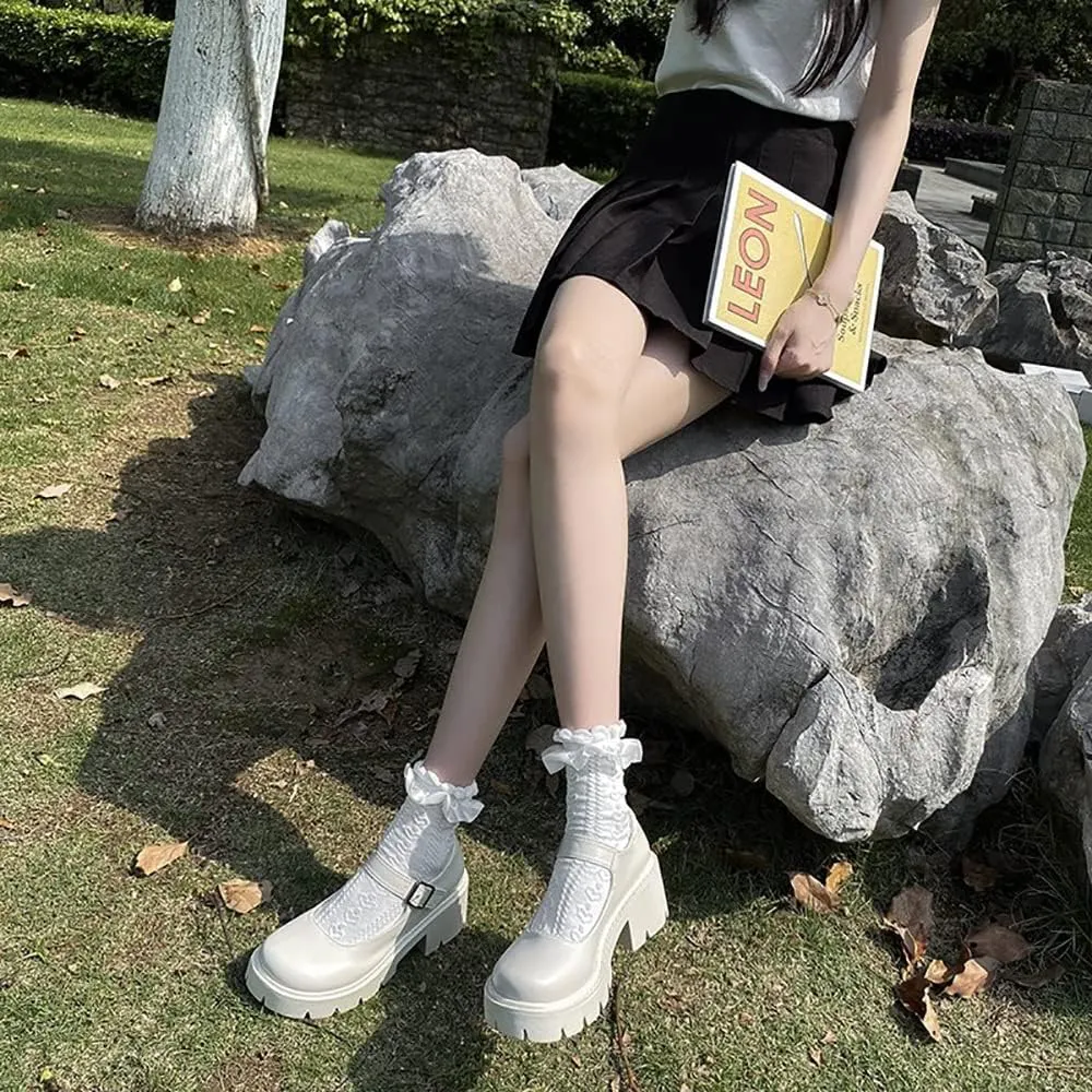 UOQAPRE Mary Jane Shoes for Women Gothic Shoes Womens Chunky Heel Oxford Dress Shoes School Uniform Pumps Shoes for Girl