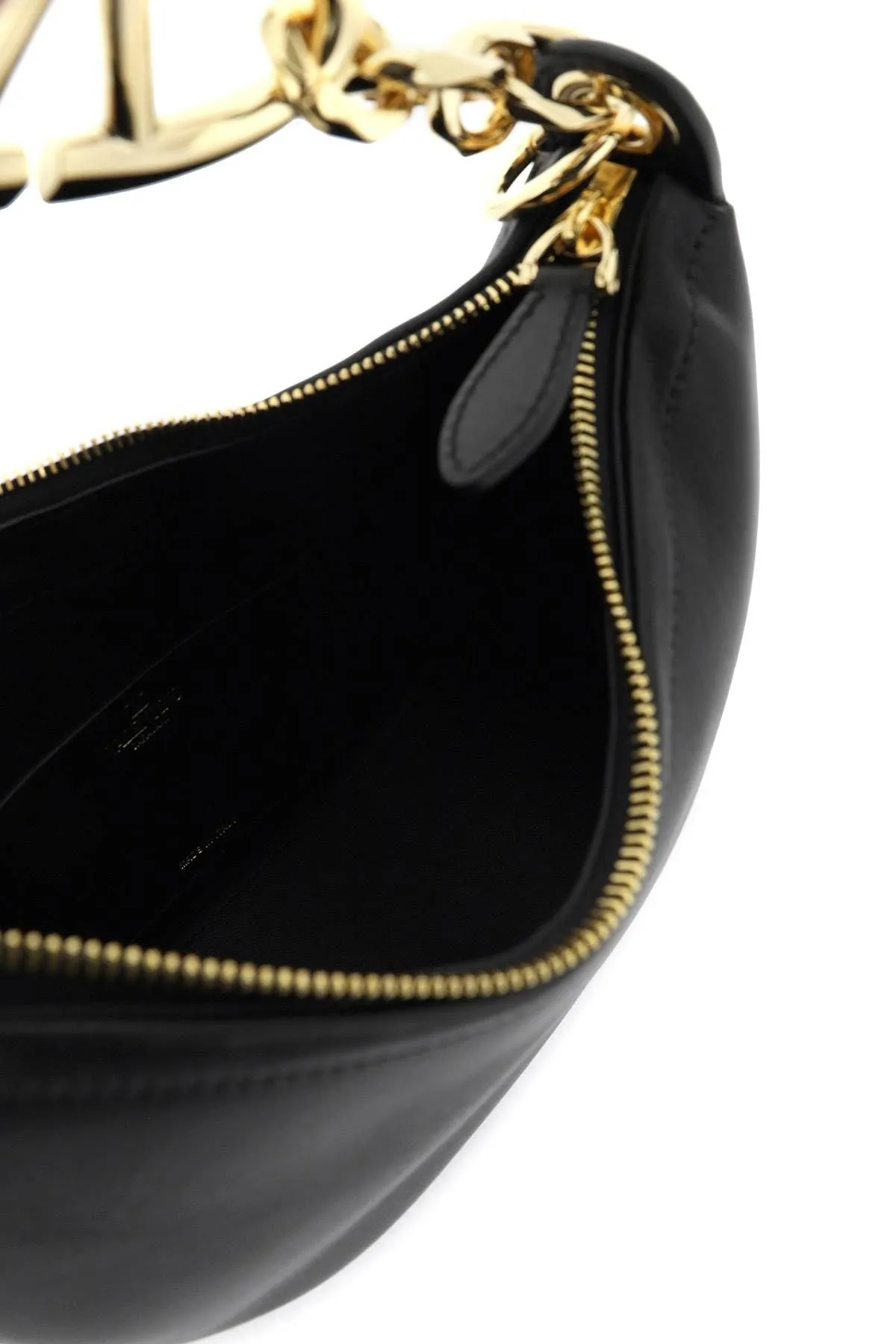 Valentino Garavani Mini Vlogo Moon Bag In Nappa Leather With Chain