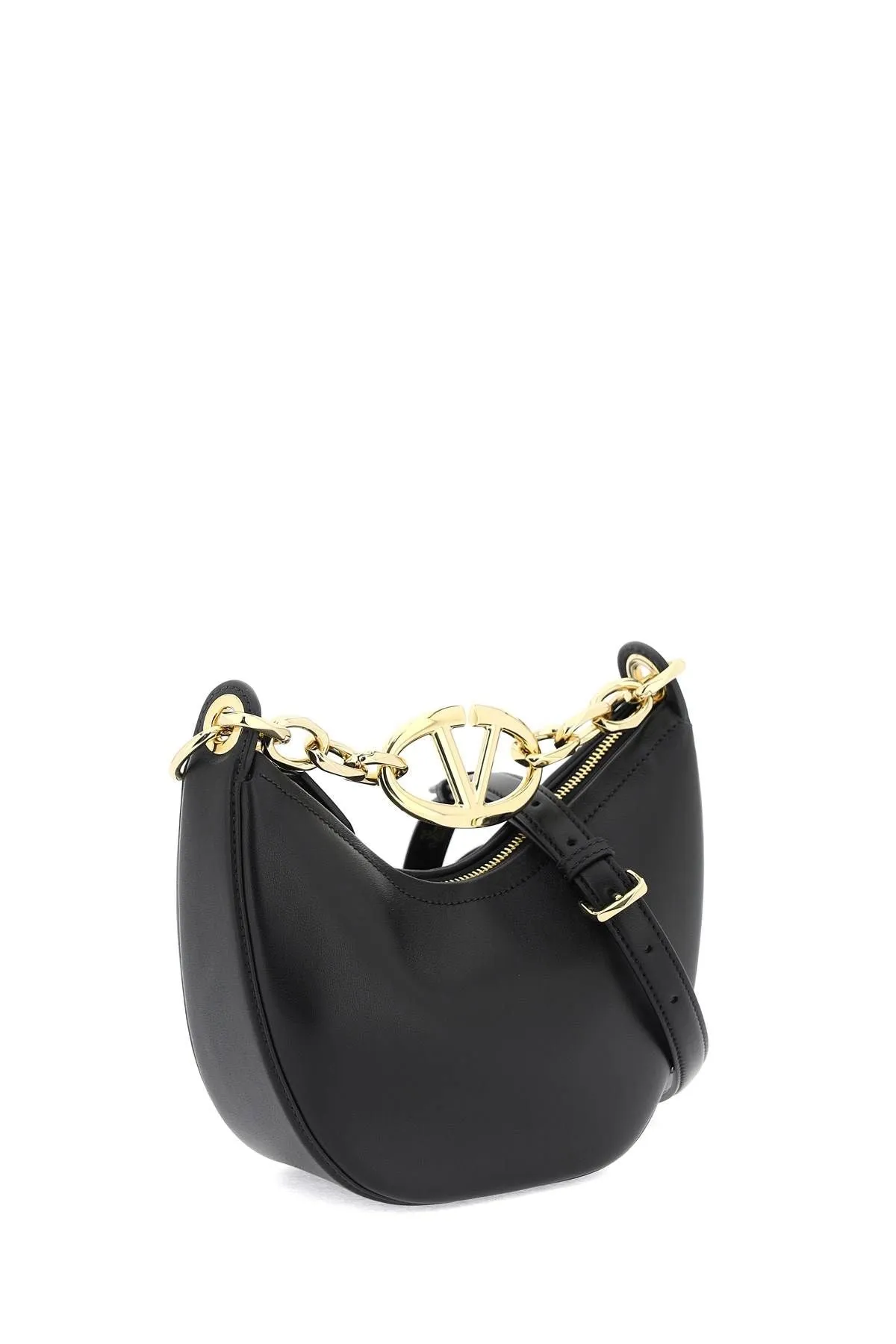 Valentino Garavani Mini Vlogo Moon Bag In Nappa Leather With Chain