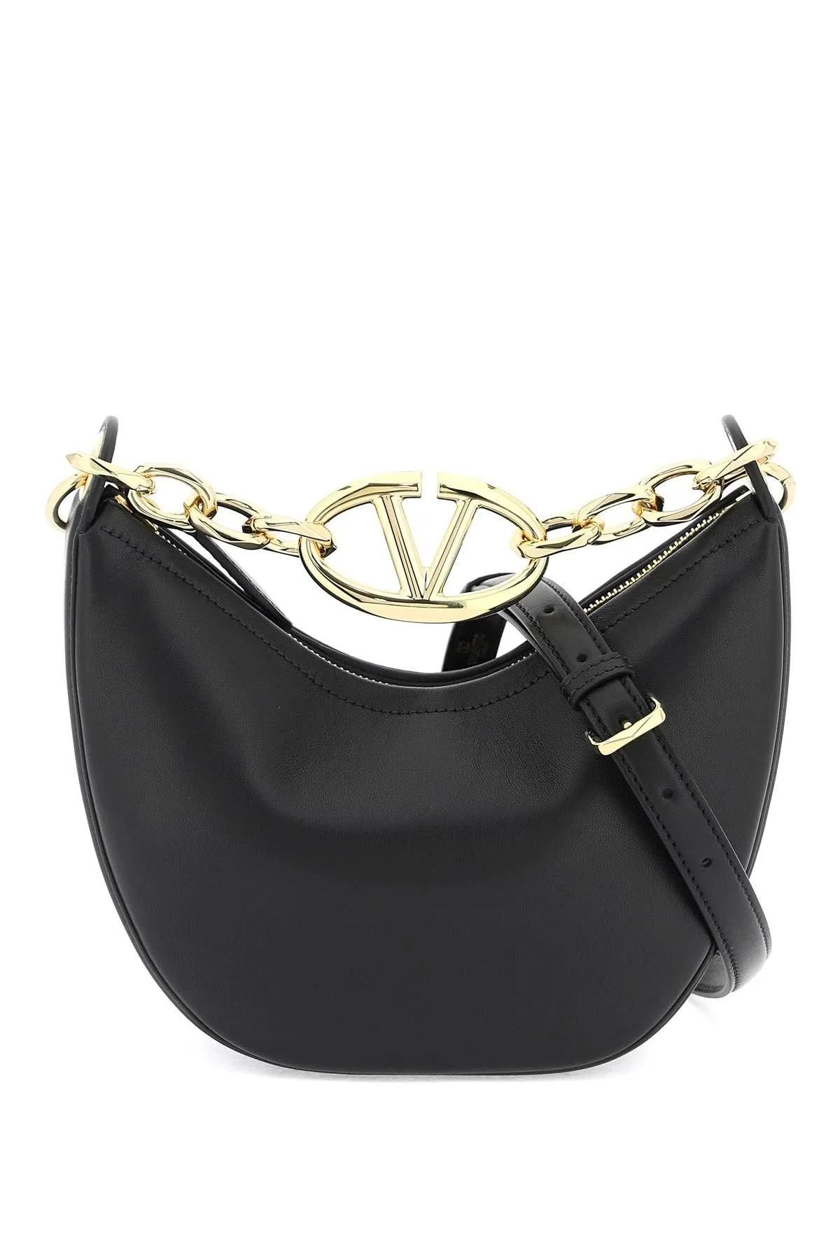Valentino Garavani Mini Vlogo Moon Bag In Nappa Leather With Chain