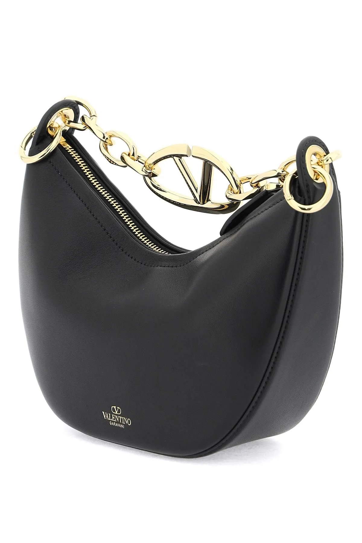 Valentino Garavani Mini Vlogo Moon Bag In Nappa Leather With Chain