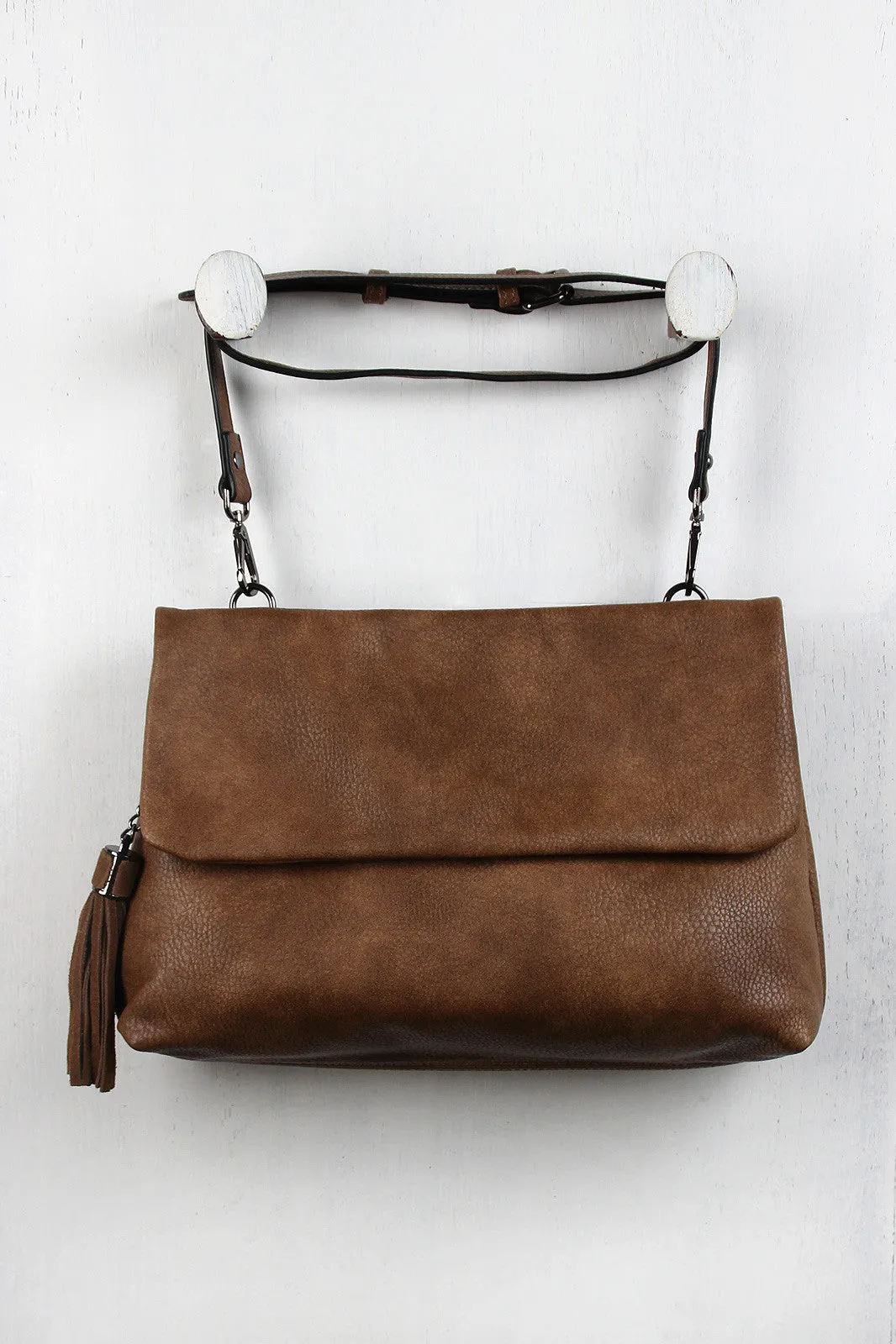 Vegan Leather Flap Crossbody Bag