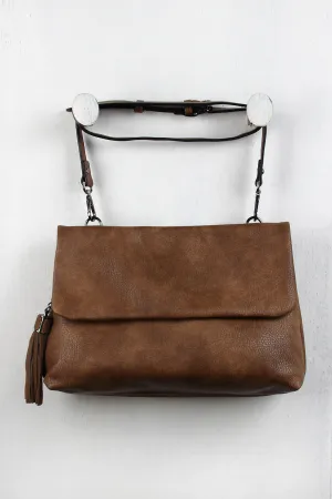 Vegan Leather Flap Crossbody Bag