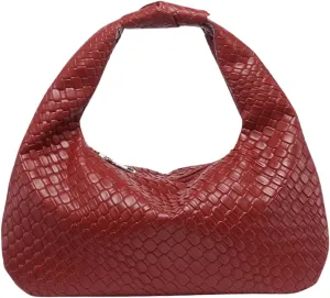 Verdusa Women's Metallic Knot Strap PU Leather Handbags Zipper Hobo Shoulder Bag