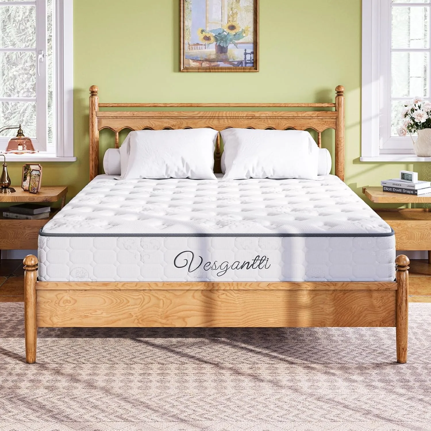 Vesgantti Twin Mattress, 10 Inch Innerspring Hybrid Single Bed Mattress in a Box with Breathable Foam and Pocket Spring, Ergonomic Design, Medium Firm Feel
