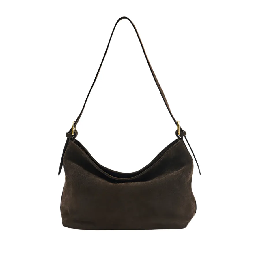 Vestirsi Eden Dark Chocolate Suede Shoulder Bag