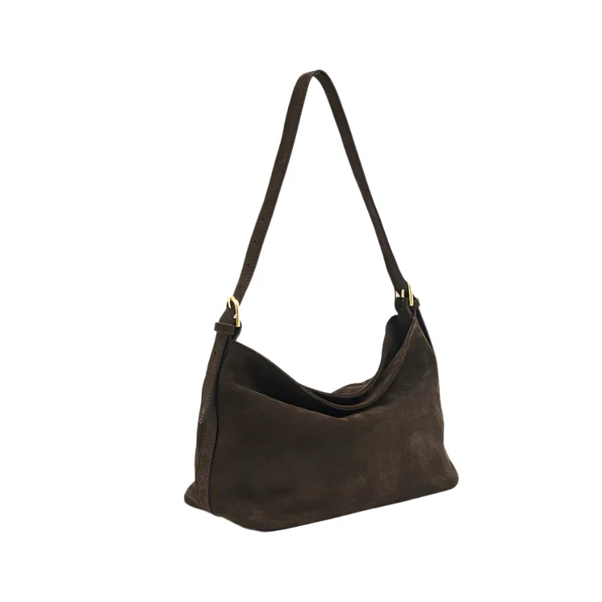 Vestirsi Eden Dark Chocolate Suede Shoulder Bag