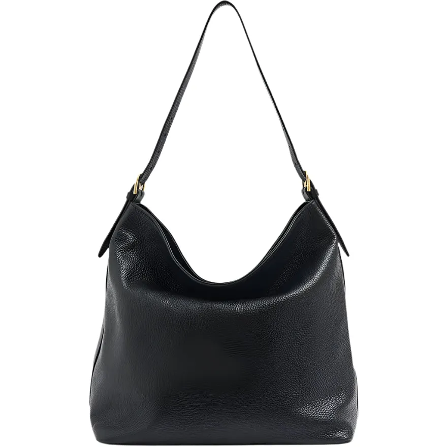 Vestirsi Serena Leather Hobo Bag Black
