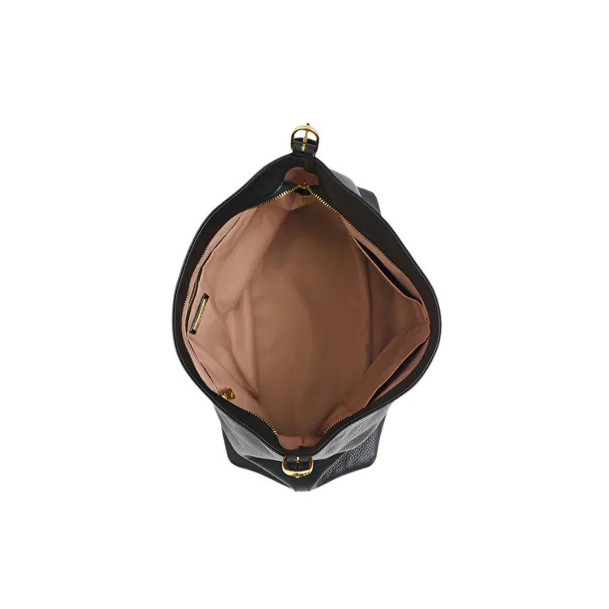 Vestirsi Serena Leather Hobo Bag Black