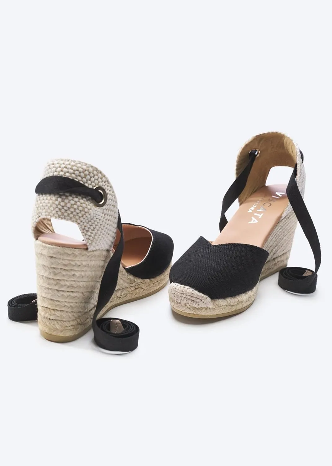 Viscata Culip Canvas Womens Laceup Wedge Espadrilles 3 ½ ” Natural Jute Heel. Closed Toe Wedges for Women Made of 100% Organic Canvas and with a Stunning V-Cut Toe. Inner Leather, Comfort Shoes