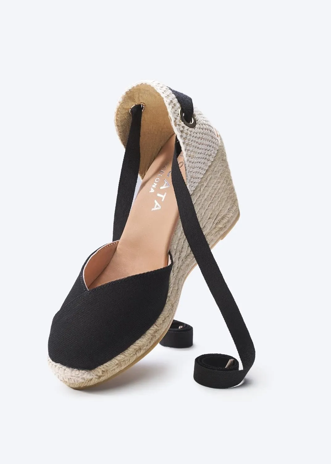 Viscata Culip Canvas Womens Laceup Wedge Espadrilles 3 ½ ” Natural Jute Heel. Closed Toe Wedges for Women Made of 100% Organic Canvas and with a Stunning V-Cut Toe. Inner Leather, Comfort Shoes