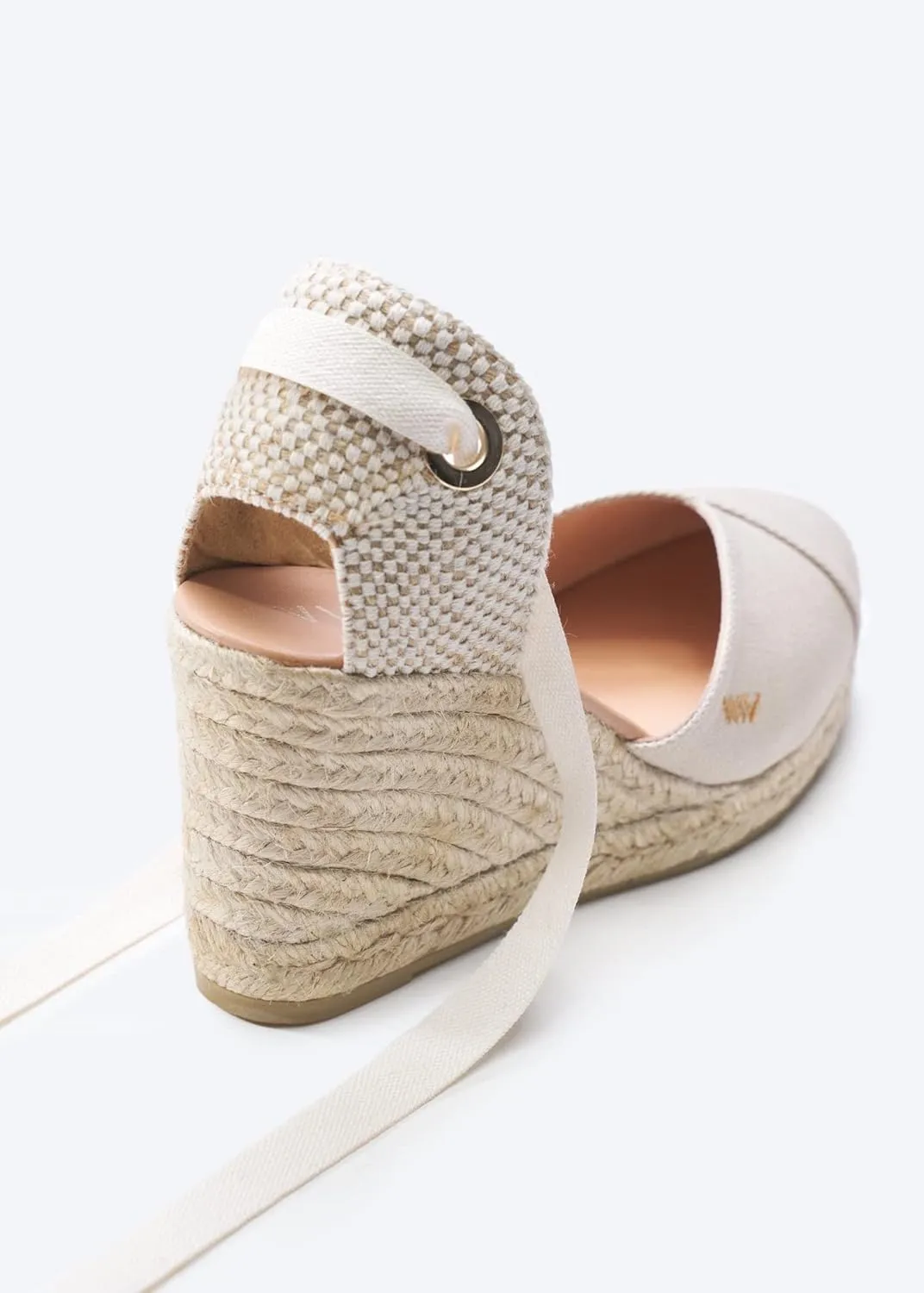 Viscata Culip Canvas Womens Laceup Wedge Espadrilles 3 ½ ” Natural Jute Heel. Closed Toe Wedges for Women Made of 100% Organic Canvas and with a Stunning V-Cut Toe. Inner Leather, Comfort Shoes