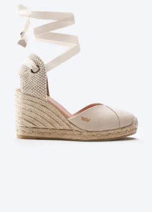 Viscata Culip Canvas Womens Laceup Wedge Espadrilles 3 ½ ” Natural Jute Heel. Closed Toe Wedges for Women Made of 100% Organic Canvas and with a Stunning V-Cut Toe. Inner Leather, Comfort Shoes