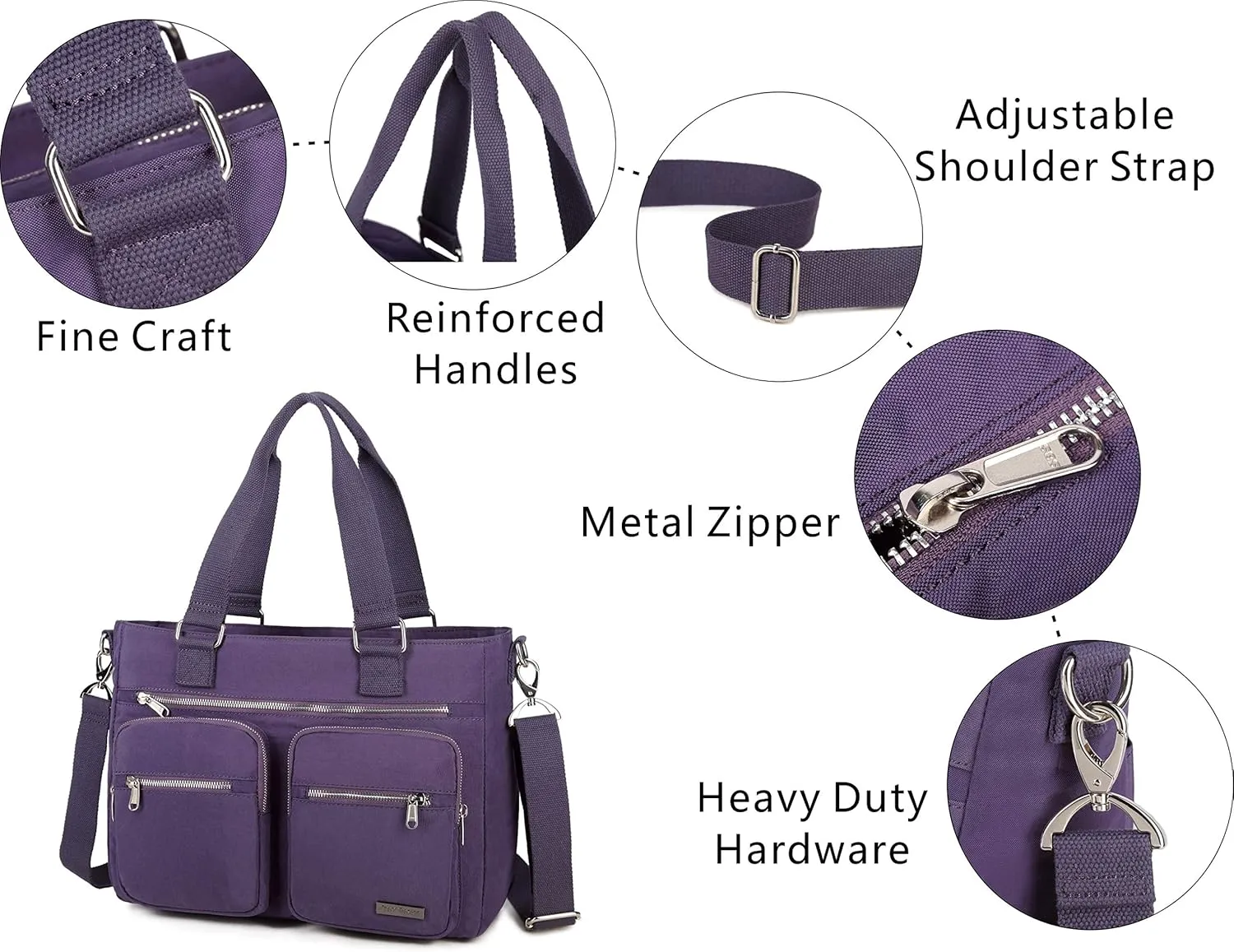 Water Repellent Nylon Shoulder Handbag - Laptop Tote Briefcase Clinical Bag