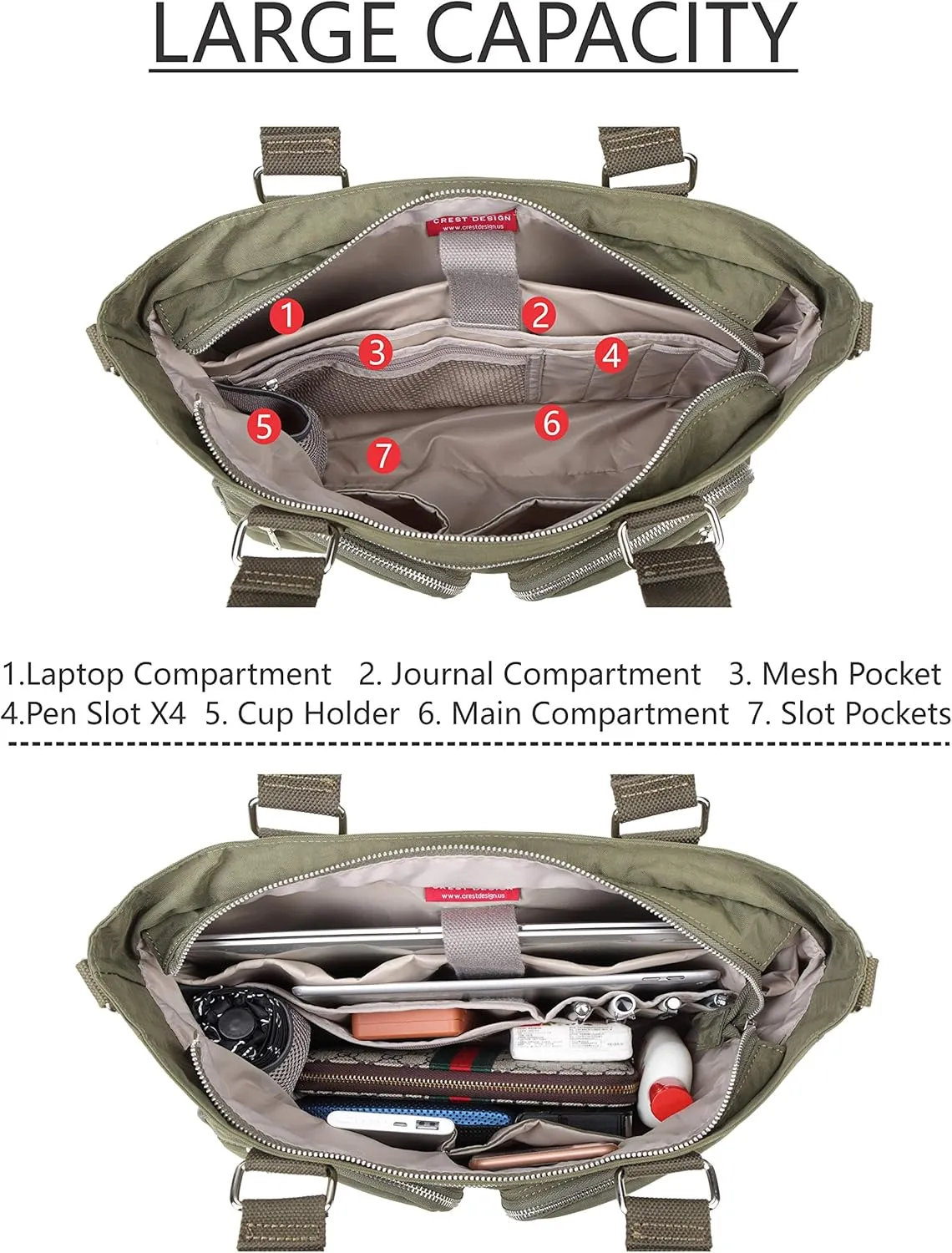Water Repellent Nylon Shoulder Handbag - Laptop Tote Briefcase Clinical Bag