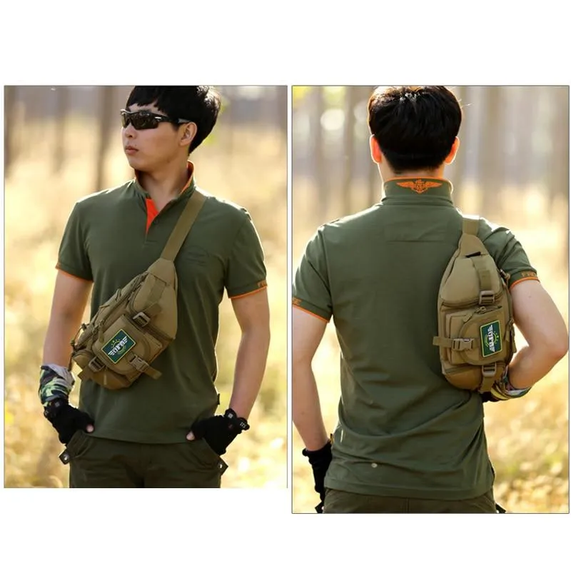 Waterproof Nylon Men Fanny Pack Tactical Military Army Waist Bag Hiking Outdoor Camping Shoulder Bum Belt Bum Sport Chest Bags