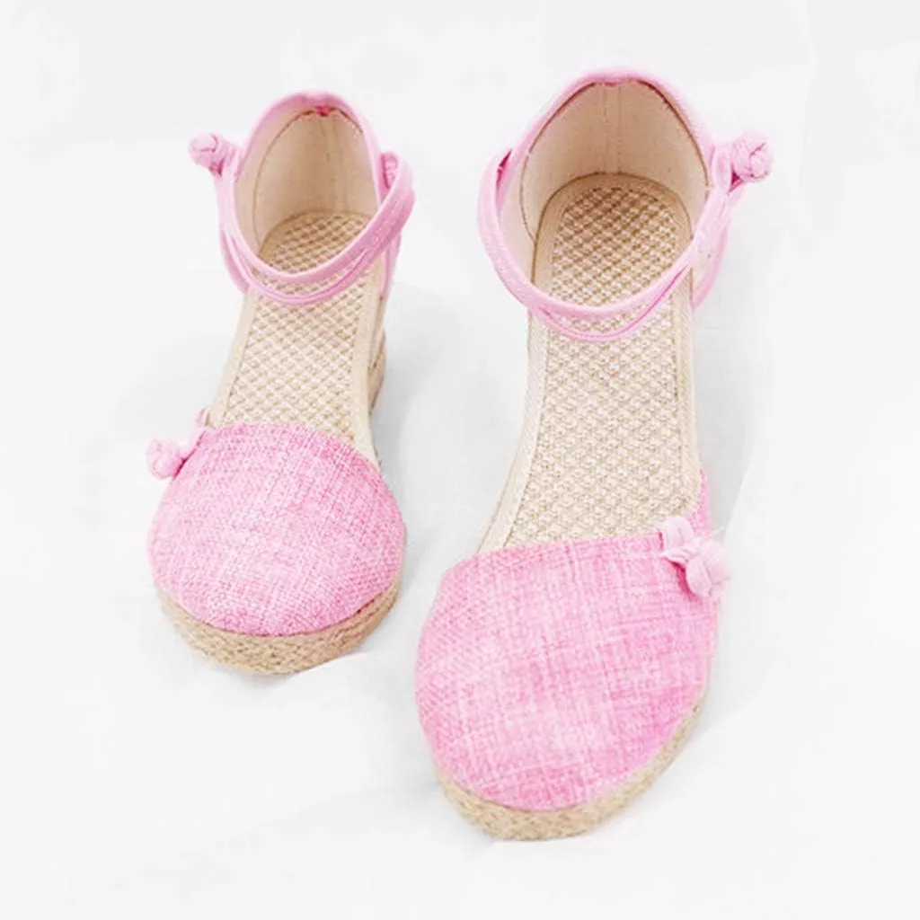 Wedge Sandals for Women 2024 Women Ladies Retro Canvas Wedge Round Toe Casual Sandals Singles Shoes