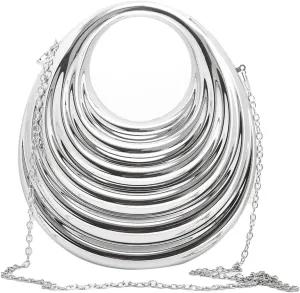 Women Acrylic Evening Clutch Purse Elegant Moon Hobo Bag Top-handle Metallic Handbag for Party Banquet Cocktail